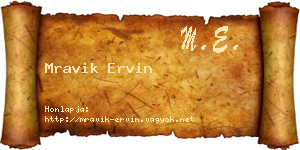 Mravik Ervin névjegykártya